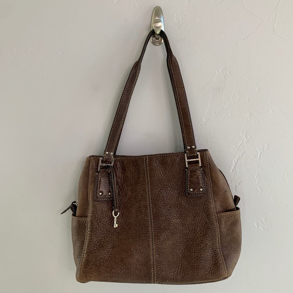 Fossil Brown Leather Tote Bag Purse